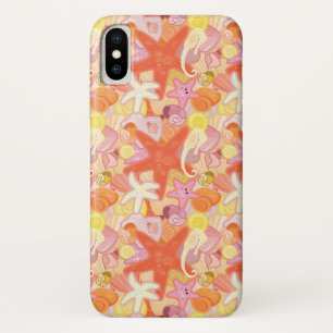 Coque iPhone X Monogramme en pastel des créatures de mer