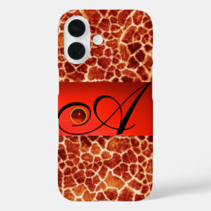 COQUES iPhone 16  MONOGRAMME EN PIERRE DE GIRAFFE,