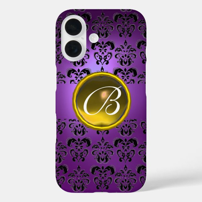 COQUES Case-Mate iPhone MONOGRAMME EN PIERRE JAUNE BLACK DOMMASK (Verso)