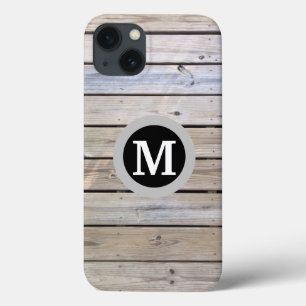 Case-Mate iPhone Case Monogramme en planche de bois rustique
