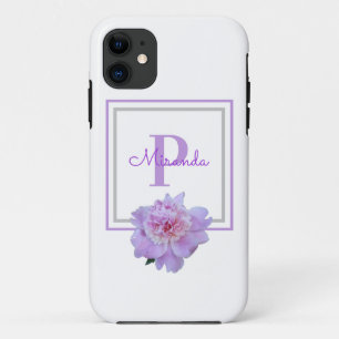 Case-Mate iPhone Case Monogramme encadré Peine rose Fleur pourpre Pile