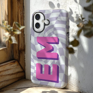 Coque Pour iPhone 16 Monogramme esthétique du tableau de contrôle rétro