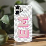 Coque Pour iPhone 16 Plus Monogramme esthétique du tableau de contrôle rétro<br><div class="desc">Améliorez votre iPhone 16 Pro Max avec ce coque audacieux et personnalisé doté d'un motif à damier tendance. Avec l’option d’ajouter deux initiales - votre prénom et votre nom de famille - il est conçu pour donner à votre appareil une touche personnelle tout en faisant une déclaration de style fort....</div>