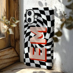 Coque Pour iPhone 16 Plus Monogramme esthétique du tableau de contrôle rétro<br><div class="desc">Améliorez votre iPhone 16 Pro Max avec ce coque audacieux et personnalisé doté d'un motif à damier tendance. Avec l’option d’ajouter deux initiales - votre prénom et votre nom de famille - il est conçu pour donner à votre appareil une touche personnelle tout en faisant une déclaration de style fort....</div>