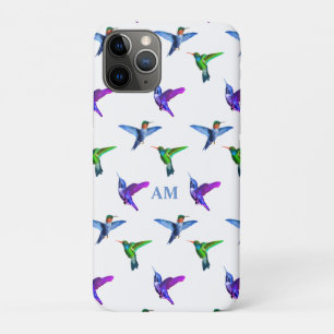 Case-Mate iPhone Case Monogramme et colibris en blanc