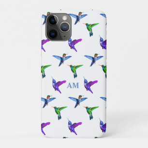 Case-Mate iPhone Case Monogramme et colibris sur fond blanc