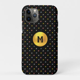 Case-Mate iPhone Case Monogramme et étoiles multicolores sur fond noir