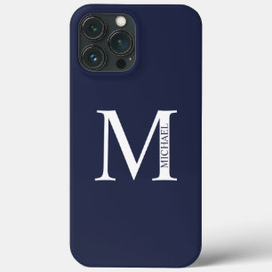 Case-Mate iPhone Case Monogramme et nom personnalisés bleu marine