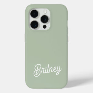 Coque Case-Mate iPhone Monogramme et nom personnalisés de Sage Vert moder