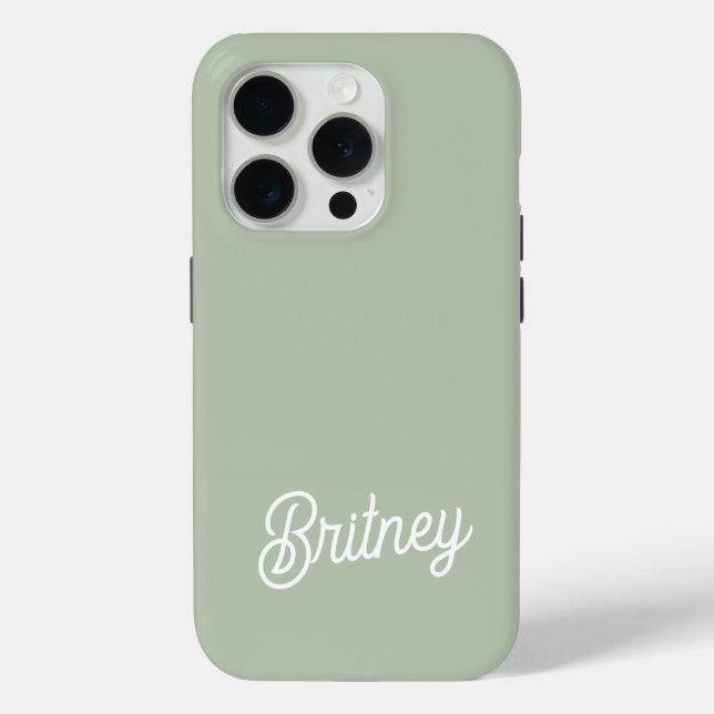 Coques Case-Mate iPhone Monogramme et nom personnalisés de Sage Vert moder (Verso)