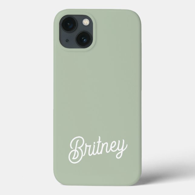 Coques Case-Mate iPhone Monogramme et nom personnalisés de Sage Vert moder (Verso)