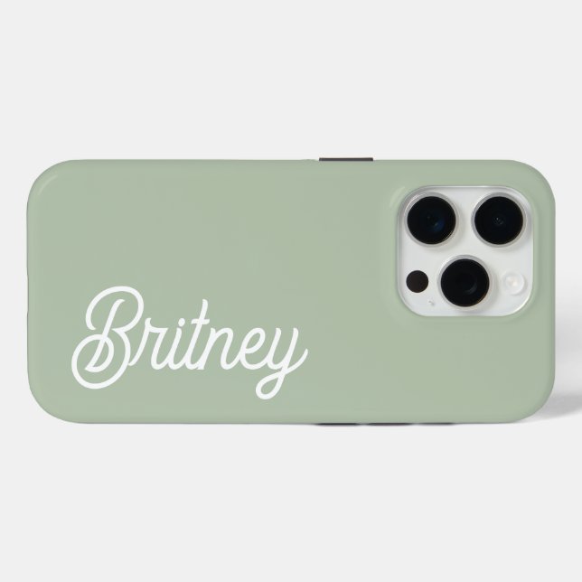 Coques Case-Mate iPhone Monogramme et nom personnalisés de Sage Vert moder (Verso (horizontal))
