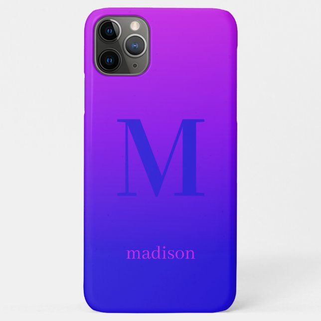 Coques Case-Mate iPhone monogramme et nom personnalisés Pink to Blue Gradi (Dos)