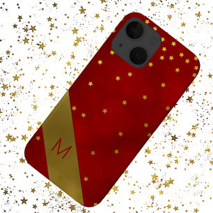 Case-Mate iPhone Case Monogramme Étoiles Dorées Rouge