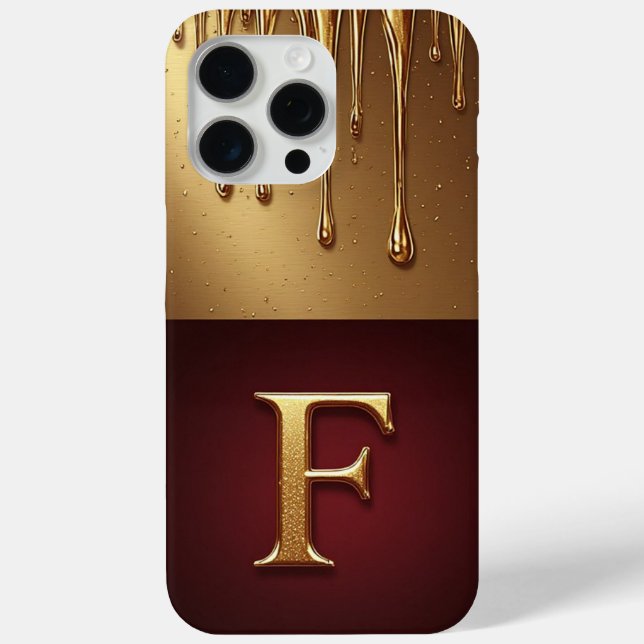 Coques Case-Mate iPhone 💎 Monogramme F Pailleté Fancy Avec Liquide Qui Dé (Verso)