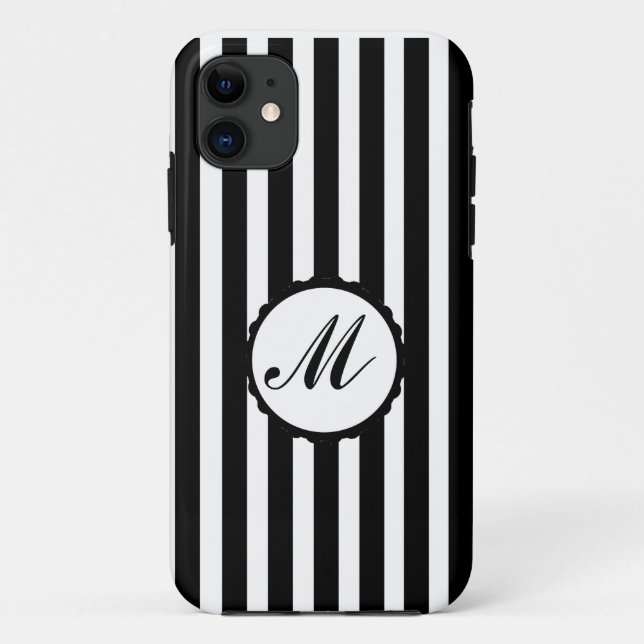Coques Case-Mate iPhone Monogramme fait sur commande noir et blanc de (Dos)