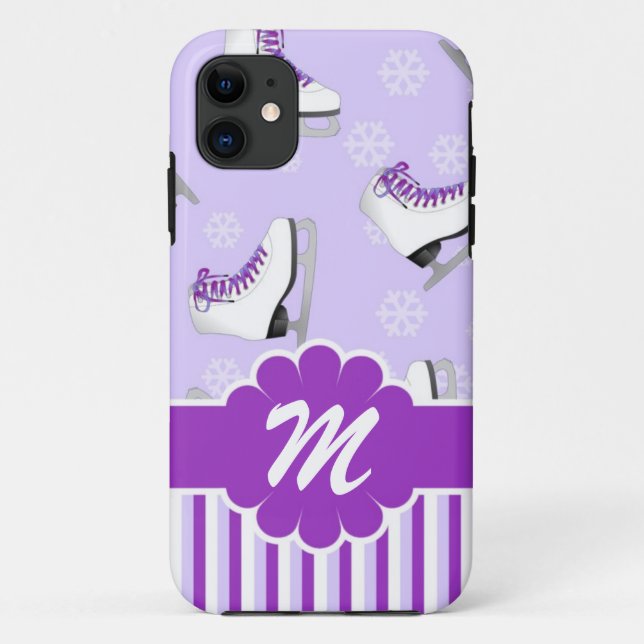 Coques Case-Mate iPhone Monogramme fait sur commande pourpre et blanc de (Dos)