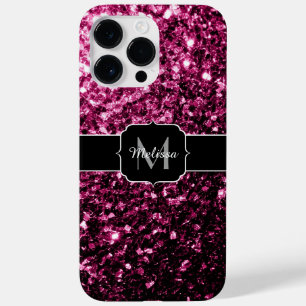 Coque Case-Mate iPhone Monogramme faux brillant paillettes étincelles Ros