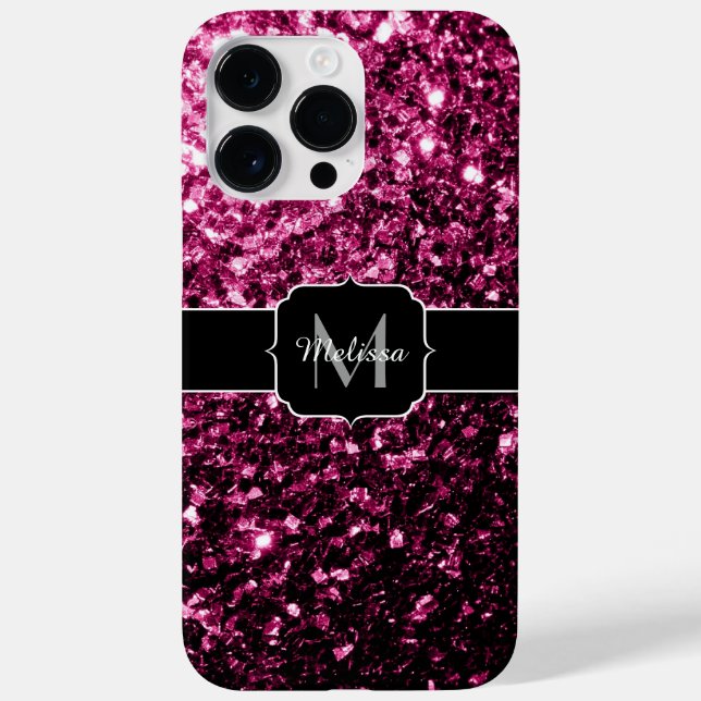 Coques Case-Mate iPhone Monogramme faux brillant paillettes étincelles Ros (Verso)