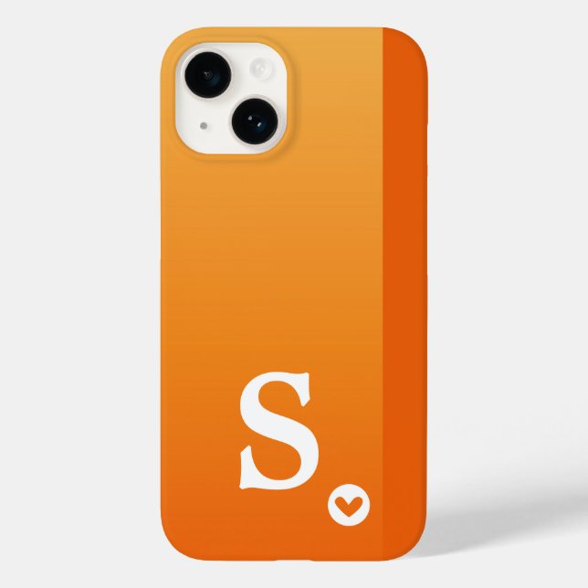 Coques Case-Mate iPhone Monogramme Féminin Cœur Orange Simple Moderne Chic (Verso)