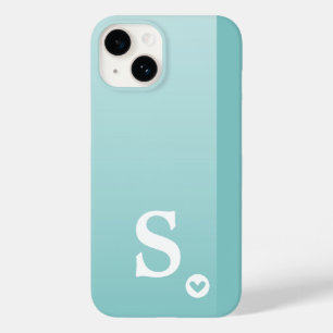 Coque Case-Mate iPhone Monogramme Féminin Vert Menthe Cœur Simple Moderne
