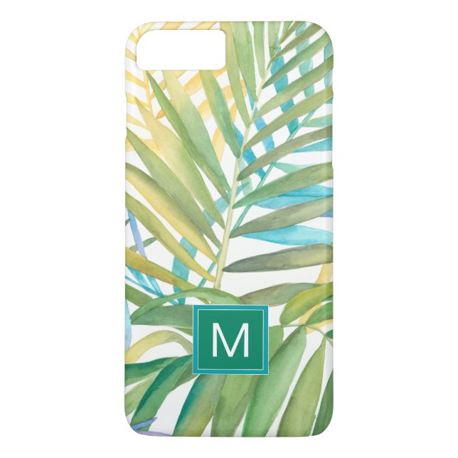 Coques Case-Mate iPhone Monogramme| Feuilles de palmiers tropicaux (Dos)