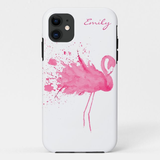 Coques Case-Mate iPhone Monogramme Flamant rose rose (Dos)