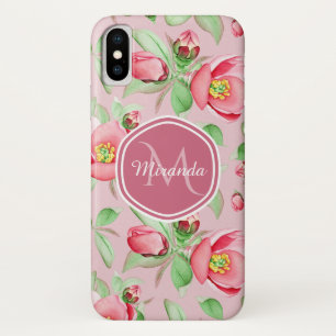 Coque iPhone X Monogramme Fleur de Pommier Rose