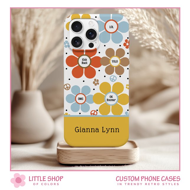 Coques Case-Mate iPhone Monogrammé Fleur de Pouvoir de Style Rétro (Créateur téléchargé)