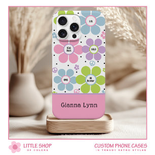 Coque Case-Mate iPhone Monogramme Fleur de Style Rétro Rose