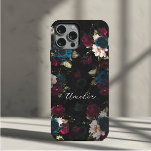Case-Mate iPhone Case Monogramme Fleur Élégant Turquoise Sombre Rouge