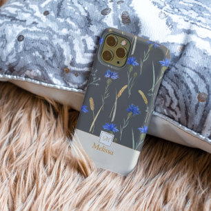 Coque Case-Mate iPhone Monogramme Fleur sauvage gris