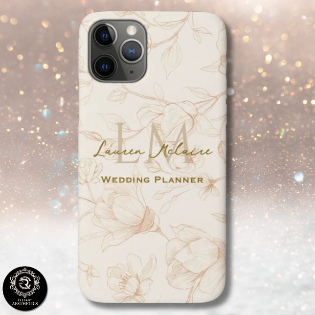 Coques Case-Mate iPhone Monogramme Fleur Sauvage Neutre Chic Entreprise iP (Neutral Wildflower Monogram Business Chic iPhone Case-Mate iPhone Case)