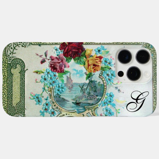COQUES Case-Mate iPhone MONOGRAMME FLEURISTE ROMANTICA ROSES ET OISEAU VOL (Verso (horizontal))