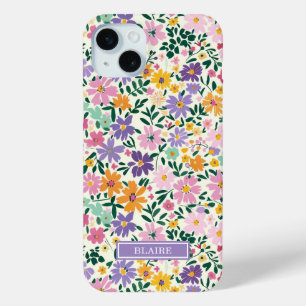 Coque Case-Mate iPhone Monogramme Fleurs Ditsy Violettes