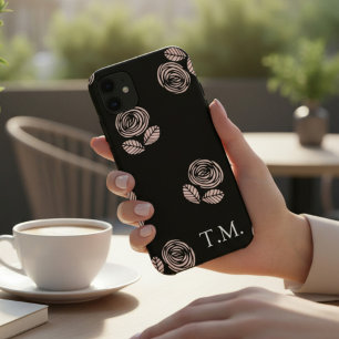 Case-Mate iPhone Case Monogramme Fleurs Noires et Roses