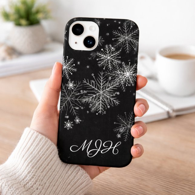 Coques Case-Mate iPhone Monogramme flocon de neige noir et blanc  (Créateur téléchargé)