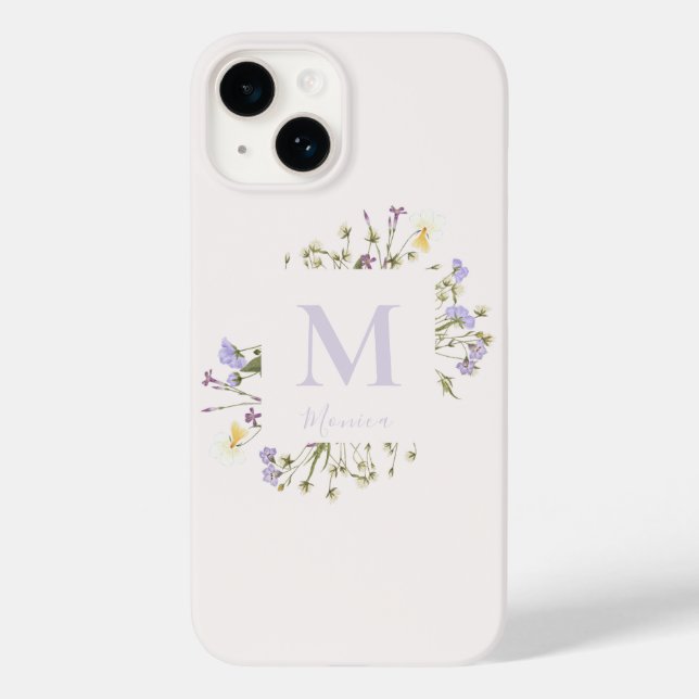Coques Case-Mate iPhone monogramme floral aquarelle (Verso)