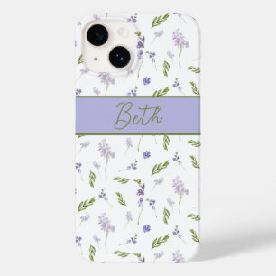 Coque Case-Mate iPhone Monogramme floral aquarelle de fleurs sauvages lav