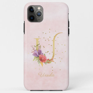 Case-Mate iPhone Case Monogramme floral aquarelle nom initiale lettre U