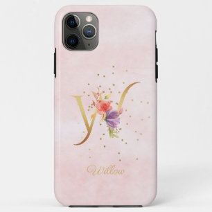Case-Mate iPhone Case Monogramme floral aquarelle nom initiale lettre W