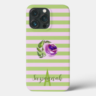 Case-Mate iPhone Case Monogramme Floral Aquarelle Rose Pastel Stripes