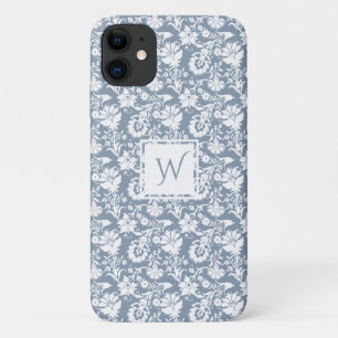 Case-Mate iPhone Case Monogramme floral bleu poussiéreux et blanc vintag