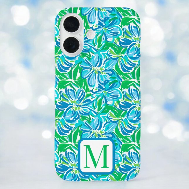 Coques Case-Mate iPhone Monogramme floral bleu Prépa (Créateur téléchargé)