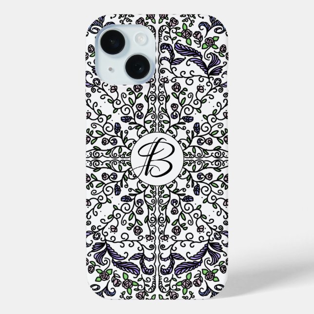 Coques Case-Mate iPhone monogramme floral complexe de rhapsodie bohème (Verso)