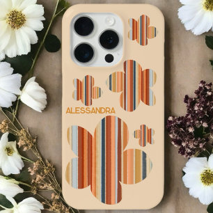Coque Case-Mate iPhone Monogramme floral couleurs rétro rayures 70s migno
