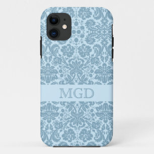 Coque Case-Mate iPhone Monogramme floral d'art de turquoise vintage de