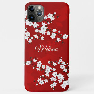 Case-Mate iPhone Case Monogramme Floral De Fleur De Cerisier Rouge Et Bl