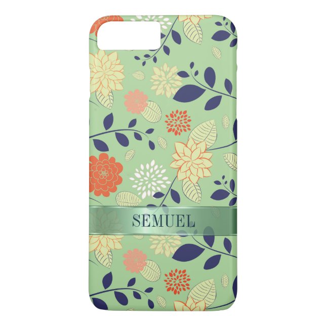 Coques Case-Mate iPhone Monogramme Floral Design Accent métallique (Dos)