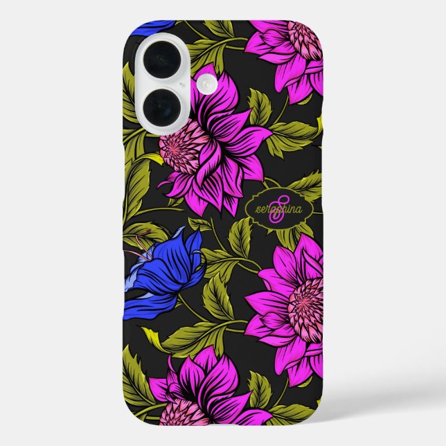 Coques Case-Mate iPhone Monogramme floral élégant moderne (Verso)